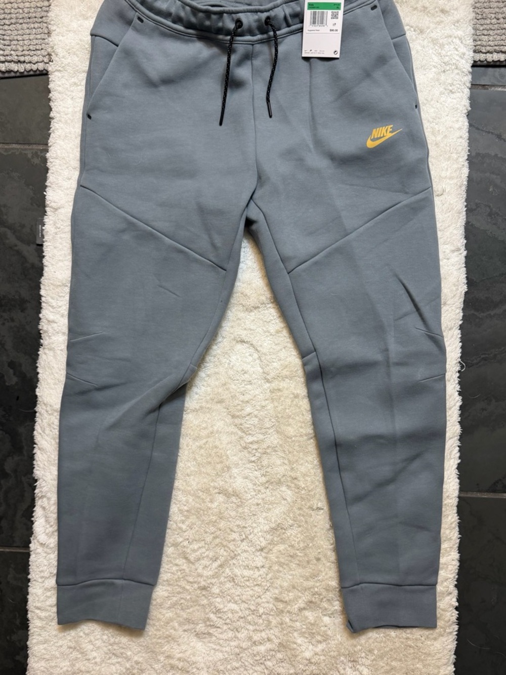 Nike Kids Slate Gray Joggers with Yellow Swoosh